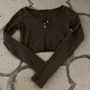 Brown Long sleeve crop top